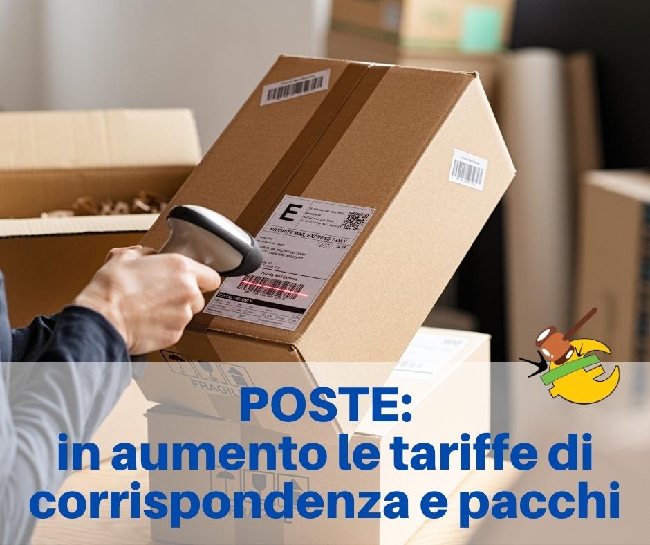 POSTE: in aumento le tariffe di corrispondenza e pacchi